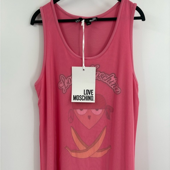 Love Moschino Pink Anita Ruffle Coquette Luxury Y2K Boho Slip Maxi Dress Size 8 - Picture 2 of 16